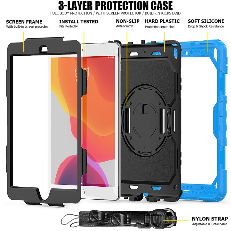 For iPad 10.2 Shockproof Colorful Silica Gel + PC Protective Case with Holder & Shoulder Strap & Hand Strap & Pen Slot(Light Blue) - iPad 10.2 Cases by buy2fix | Online Shopping UK | buy2fix