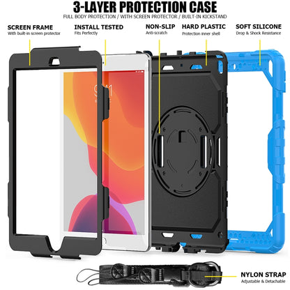For iPad 10.2 Shockproof Colorful Silica Gel + PC Protective Case with Holder & Shoulder Strap & Hand Strap & Pen Slot(Light Blue) - iPad 10.2 Cases by buy2fix | Online Shopping UK | buy2fix