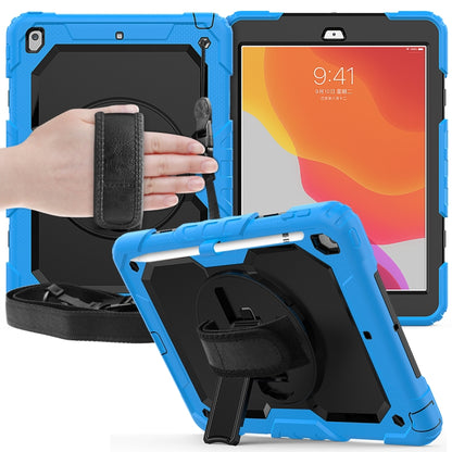 For iPad 10.2 Shockproof Colorful Silica Gel + PC Protective Case with Holder & Shoulder Strap & Hand Strap & Pen Slot(Light Blue) - iPad 10.2 Cases by buy2fix | Online Shopping UK | buy2fix