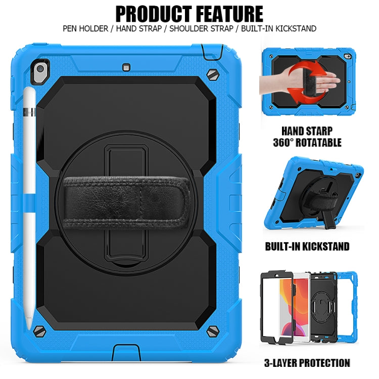 For iPad 10.2 Shockproof Colorful Silica Gel + PC Protective Case with Holder & Shoulder Strap & Hand Strap & Pen Slot(Light Blue) - iPad 10.2 Cases by buy2fix | Online Shopping UK | buy2fix