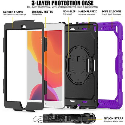 For iPad 10.2 Shockproof Colorful Silica Gel + PC Protective Case with Holder & Shoulder Strap & Hand Strap & Pen Slot(Purple) - iPad 10.2 Cases by buy2fix | Online Shopping UK | buy2fix