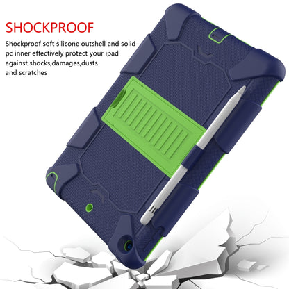 For iPad 10.2 Shockproof Two-Color Silicone Protection Case with Holder & Pen Slot(Dark Blue+Green) - iPad 10.2 Cases by buy2fix | Online Shopping UK | buy2fix
