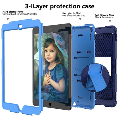 For iPad 10.2 Shockproof Two-Color Silicone Protection Case with Holder & Pen Slot(Dark Blue+Blue) - iPad 10.2 Cases by buy2fix | Online Shopping UK | buy2fix