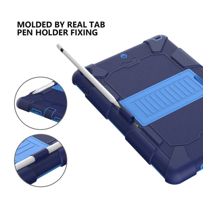 For iPad 10.2 Shockproof Two-Color Silicone Protection Case with Holder & Pen Slot(Dark Blue+Blue) - iPad 10.2 Cases by buy2fix | Online Shopping UK | buy2fix