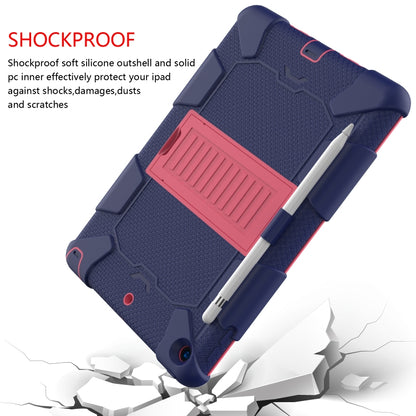 For iPad 10.2 Shockproof Two-Color Silicone Protection Case with Holder & Pen Slot(Dark Blue+Hot Pink) - iPad 10.2 Cases by buy2fix | Online Shopping UK | buy2fix