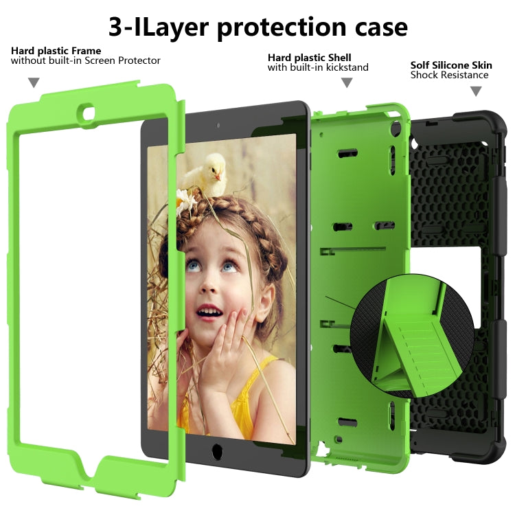 For iPad 10.2 Shockproof Two-Color Silicone Protection Case with Holder & Pen Slot(Black+Green) - iPad 10.2 Cases by buy2fix | Online Shopping UK | buy2fix