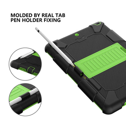 For iPad 10.2 Shockproof Two-Color Silicone Protection Case with Holder & Pen Slot(Black+Green) - iPad 10.2 Cases by buy2fix | Online Shopping UK | buy2fix