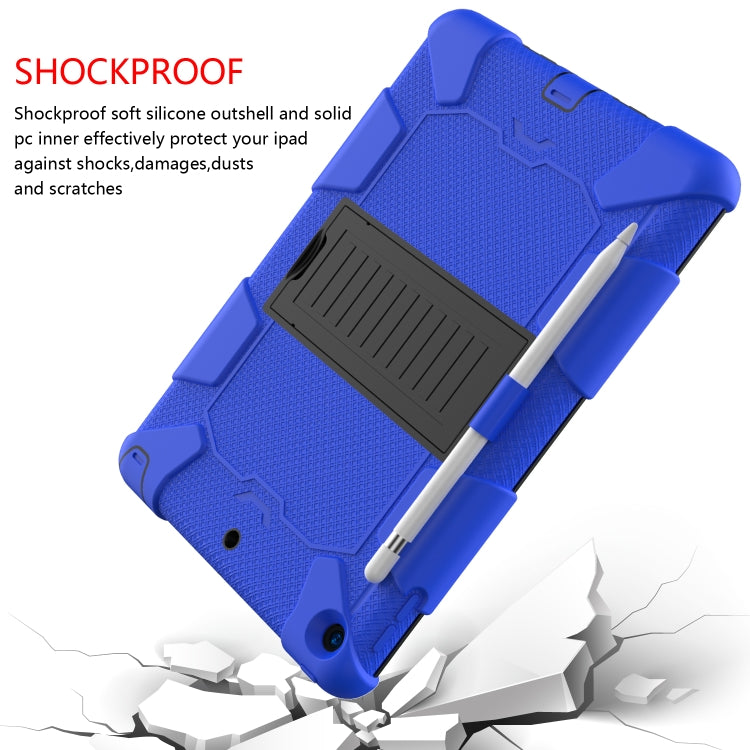 For iPad 10.2 Shockproof Two-Color Silicone Protection Case with Holder & Pen Slot(Blue+Black) - iPad 10.2 Cases by buy2fix | Online Shopping UK | buy2fix