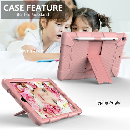 For iPad 10.2 Shockproof Two-Color Silicone Protection Case with Holder & Pen Slot(Rose Gold) - iPad 10.2 Cases by buy2fix | Online Shopping UK | buy2fix