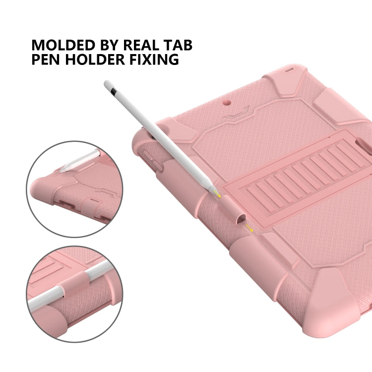 For iPad 10.2 Shockproof Two-Color Silicone Protection Case with Holder & Pen Slot(Rose Gold) - iPad 10.2 Cases by buy2fix | Online Shopping UK | buy2fix