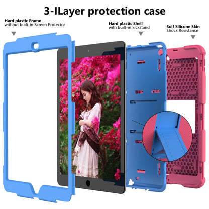 For iPad 10.2 Shockproof Two-Color Silicone Protection Case with Holder & Pen Slot(Hot Pink+Blue) - iPad 10.2 Cases by buy2fix | Online Shopping UK | buy2fix