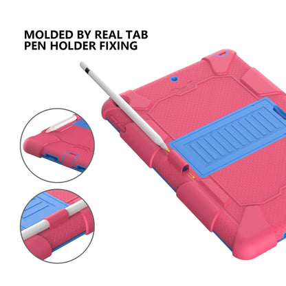 For iPad 10.2 Shockproof Two-Color Silicone Protection Case with Holder & Pen Slot(Hot Pink+Blue) - iPad 10.2 Cases by buy2fix | Online Shopping UK | buy2fix