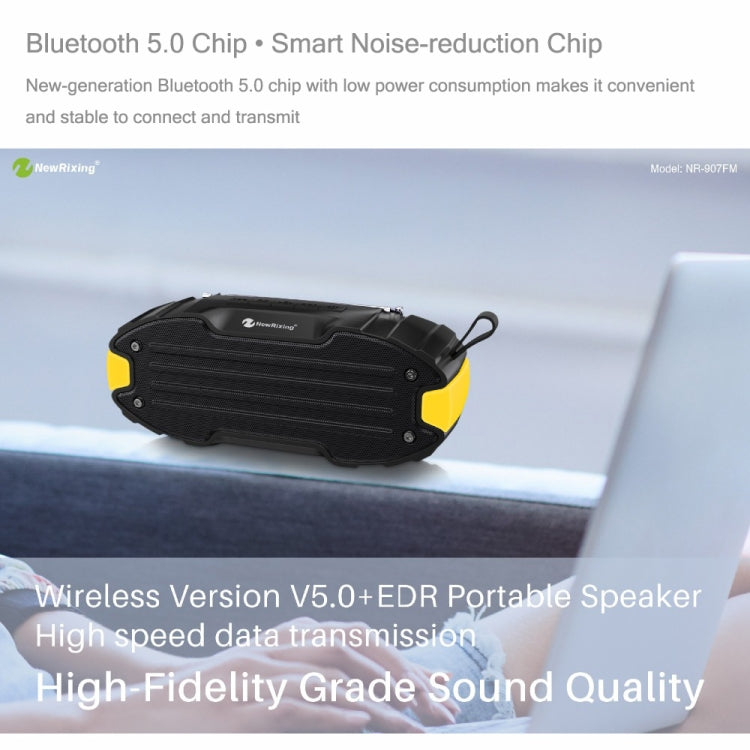 New Rixing NR907 Portable Stereo Surround Soundbar Bluetooth Speaker with Microphone, Support TF Card FM(Blue) - Desktop Speaker by NewRixing | Online Shopping UK | buy2fix