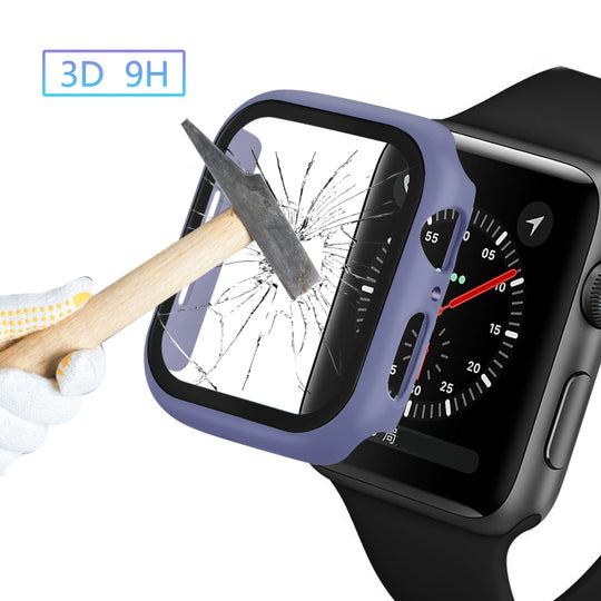 ENKAY Hat-prince Full Coverage PC Case + Tempered Glass Protector for Apple Watch Series 6 / 5 / 4 / SE 3 / SE 2 / SE 1 44mm(Blue)