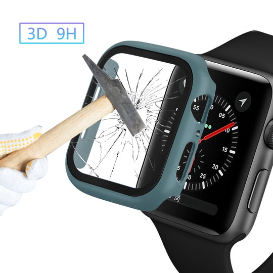 ENKAY Hat-prince Full Coverage PC Case + Tempered Glass Protector for Apple Watch Series 6 / 5 / 4 / SE 3 / SE 2 / SE 1 40mm(Green)