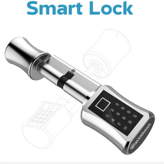 60+40mm Office Home Value Fingerprint Password Smart Lock Core Password Lock Only LockLock Home Security Door Lock(Silver) - Lock Cylinders by buy2fix | Online Shopping UK | buy2fix