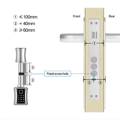 60+40mm Office Home Value Fingerprint Password Smart Lock Core Password Lock Only LockLock Home Security Door Lock(Silver) - Lock Cylinders by buy2fix | Online Shopping UK | buy2fix
