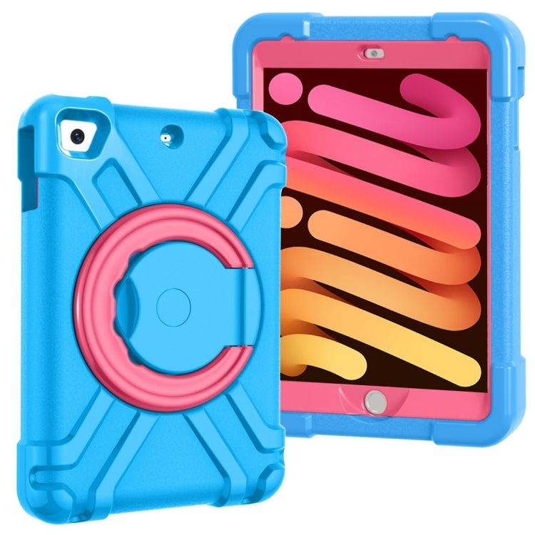 For iPad MINI1/2/3 EVA + PC Flat Protective Shell with 360 ° Rotating Bracket(Blue+Rose Red) - iPad Mini 4 & 3 & 2 & 1 Cases by buy2fix | Online Shopping UK | buy2fix