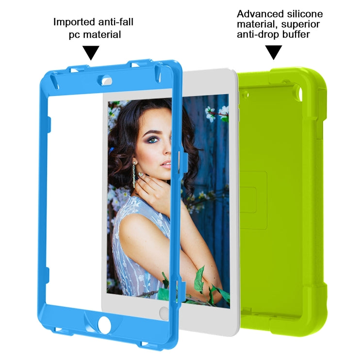 For iPad MINI 4/5 EVA + PC Flat Protective Shell with 360 ° Rotating Bracket(Grass Green+Blue) - iPad Mini 4 & 3 & 2 & 1 Cases by buy2fix | Online Shopping UK | buy2fix