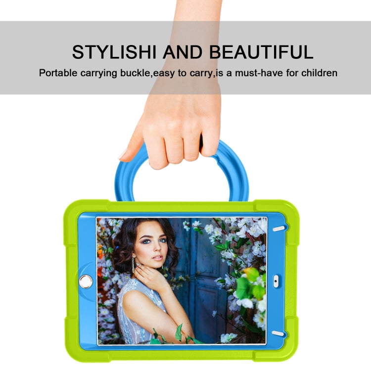 For iPad MINI 4/5 EVA + PC Flat Protective Shell with 360 ° Rotating Bracket(Grass Green+Blue) - iPad Mini 4 & 3 & 2 & 1 Cases by buy2fix | Online Shopping UK | buy2fix