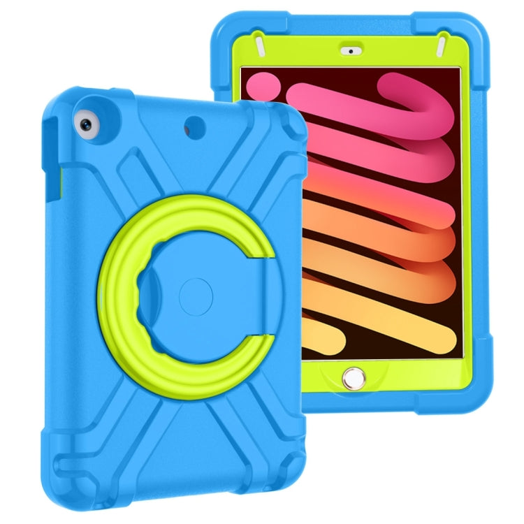 For iPad MINI 4/5 EVA + PC Flat Protective Shell with 360 ° Rotating Bracket(Blue+Grass Green) - iPad Mini 4 & 3 & 2 & 1 Cases by buy2fix | Online Shopping UK | buy2fix