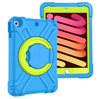 For iPad MINI 4/5 EVA + PC Flat Protective Shell with 360 ° Rotating Bracket(Blue+Grass Green) - iPad Mini 4 & 3 & 2 & 1 Cases by buy2fix | Online Shopping UK | buy2fix