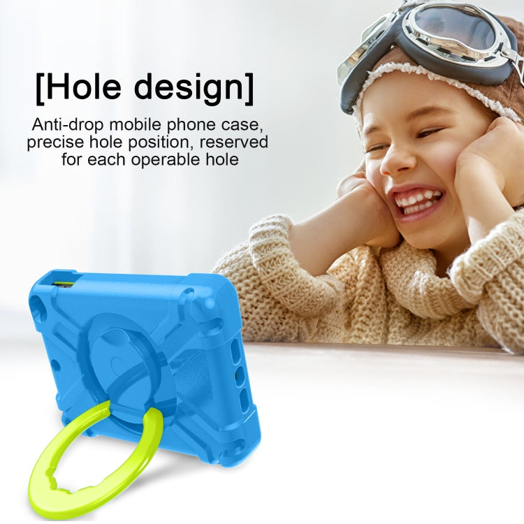 For iPad MINI 4/5 EVA + PC Flat Protective Shell with 360 ° Rotating Bracket(Blue+Grass Green) - iPad Mini 4 & 3 & 2 & 1 Cases by buy2fix | Online Shopping UK | buy2fix