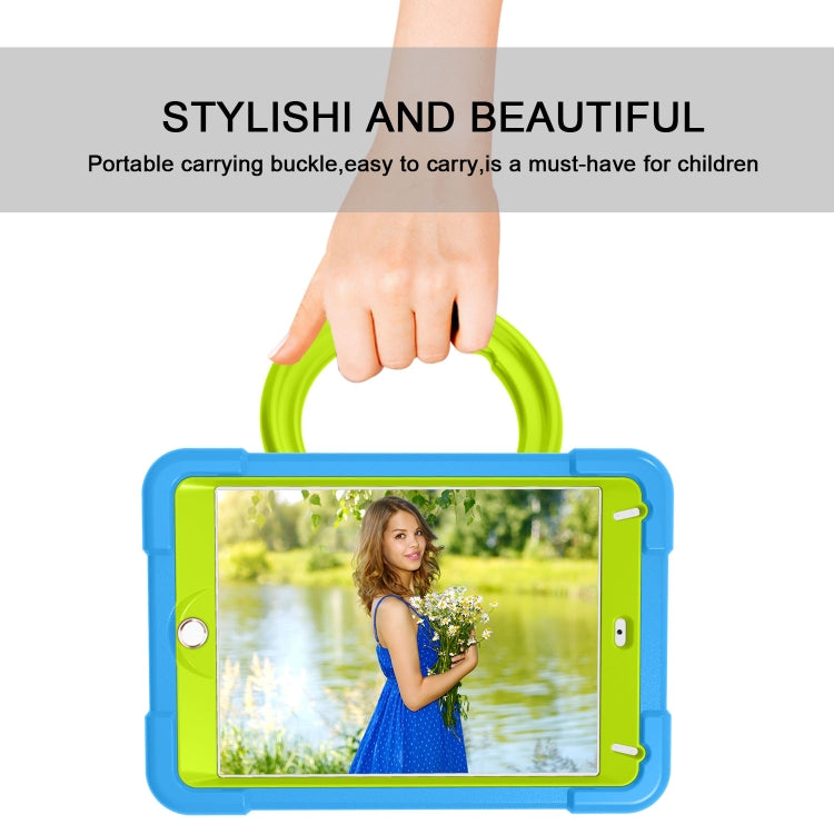 For iPad MINI 4/5 EVA + PC Flat Protective Shell with 360 ° Rotating Bracket(Blue+Grass Green) - iPad Mini 4 & 3 & 2 & 1 Cases by buy2fix | Online Shopping UK | buy2fix