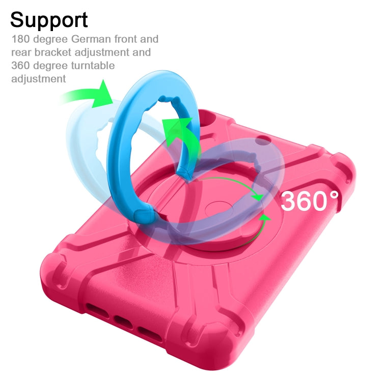For iPad MINI 4/5 EVA + PC Flat Protective Shell with 360 ° Rotating Bracket(Rose Red+Blue) - iPad Mini 4 & 3 & 2 & 1 Cases by buy2fix | Online Shopping UK | buy2fix