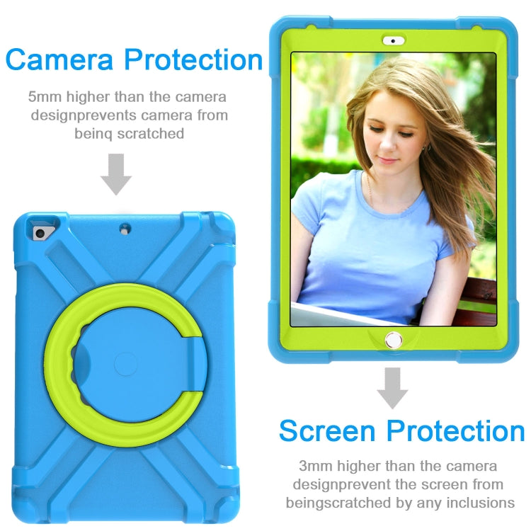 For iPad Air/Air2/Pro9.7 EVA + PC Flat Protective Shell with 360 ° Rotating Bracket(Blue+Grass Green) - iPad 9.7 (2018) & (2017) Cases by buy2fix | Online Shopping UK | buy2fix