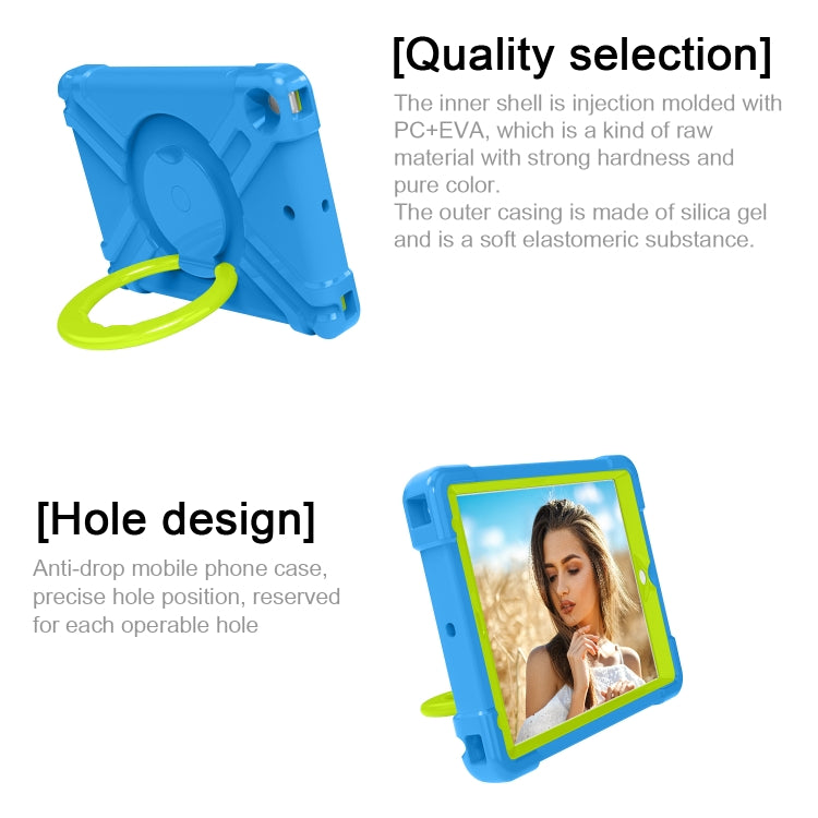 For iPad 10.2 EVA + PC Flat Protective Shell with 360 ° Rotating Bracket(Grass Green+Blue) - iPad 10.2 Cases by buy2fix | Online Shopping UK | buy2fix