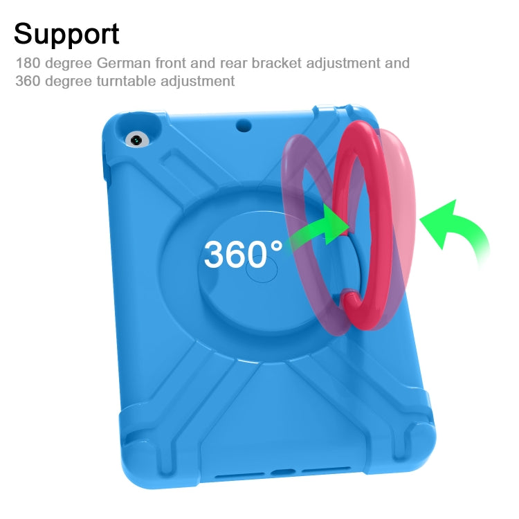 For iPad 10.2 EVA + PC Flat Protective Shell with 360 ° Rotating Bracket(Blue+Rose Red) - iPad 10.2 Cases by buy2fix | Online Shopping UK | buy2fix