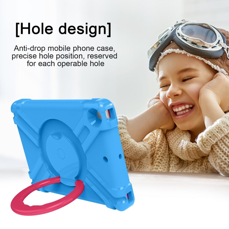 For iPad 10.2 EVA + PC Flat Protective Shell with 360 ° Rotating Bracket(Blue+Rose Red) - iPad 10.2 Cases by buy2fix | Online Shopping UK | buy2fix