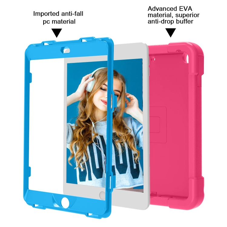 For iPad 10.2 EVA + PC Flat Protective Shell with 360 ° Rotating Bracket(Rose Red+Blue) - iPad 10.2 Cases by buy2fix | Online Shopping UK | buy2fix