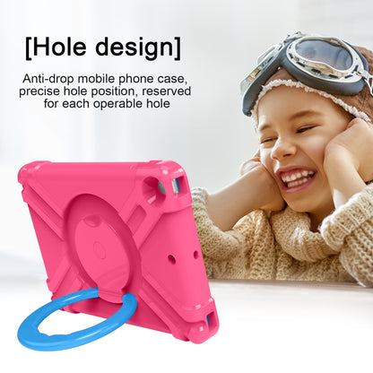 For iPad 10.2 EVA + PC Flat Protective Shell with 360 ° Rotating Bracket(Rose Red+Blue) - iPad 10.2 Cases by buy2fix | Online Shopping UK | buy2fix