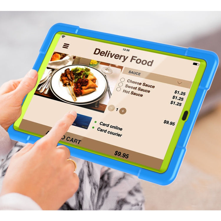For Galaxy Tab A 10.1 (2019) EVA + PC Flat Protective Shell with 360 Degree Rotating Bracket(Blue+Grass Green) - Tab A 10.1 (2019) T510 / T515 by buy2fix | Online Shopping UK | buy2fix