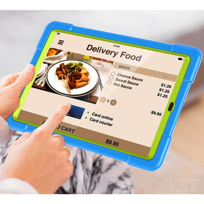 For Galaxy Tab A 10.1 (2019) EVA + PC Flat Protective Shell with 360 Degree Rotating Bracket(Blue+Grass Green) - Tab A 10.1 (2019) T510 / T515 by buy2fix | Online Shopping UK | buy2fix