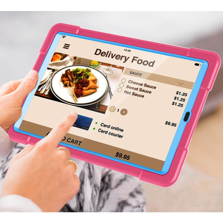 For Galaxy Tab A 10.1 (2019) EVA + PC Flat Protective Shell with 360 Degree Rotating Bracket(Rose Red+Blue) - Tab A 10.1 (2019) T510 / T515 by buy2fix | Online Shopping UK | buy2fix