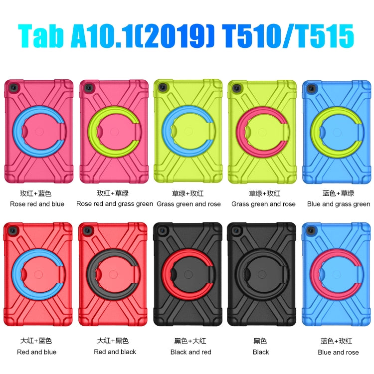 For Galaxy Tab A 10.1 (2019) EVA + PC Flat Protective Shell with 360 Degree Rotating Bracket(Rose Red+Grass Green) - Tab A 10.1 (2019) T510 / T515 by buy2fix | Online Shopping UK | buy2fix