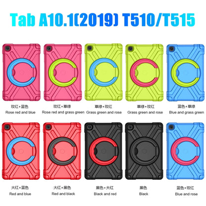 For Galaxy Tab A 10.1 (2019) EVA + PC Flat Protective Shell with 360 Degree Rotating Bracket(Rose Red+Grass Green) - Tab A 10.1 (2019) T510 / T515 by buy2fix | Online Shopping UK | buy2fix