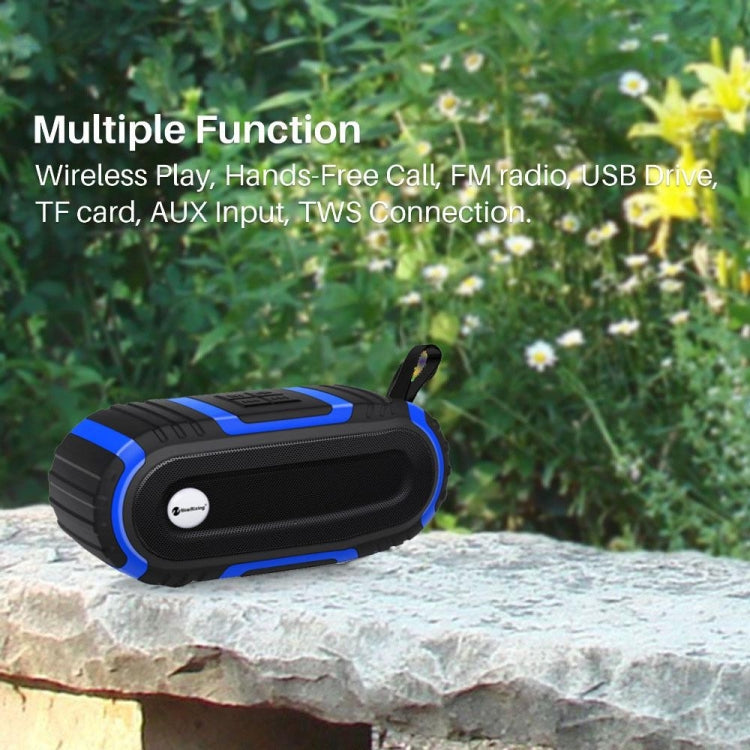 New Rixing NR5016 Wireless Portable Bluetooth Speaker Stereo Sound 10W System Music Subwoofer Column, Support TF Card, FM(Blue) - Desktop Speaker by NewRixing | Online Shopping UK | buy2fix