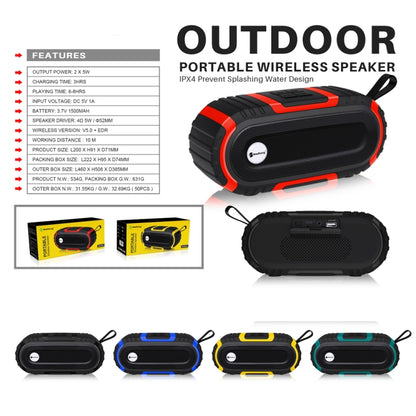 New Rixing NR5016 Wireless Portable Bluetooth Speaker Stereo Sound 10W System Music Subwoofer Column, Support TF Card, FM(Red) - Desktop Speaker by NewRixing | Online Shopping UK | buy2fix
