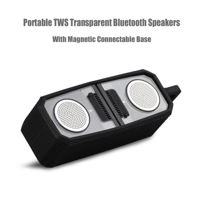BT628 10W Portable TWS Transparent Bluetooth Speakers With Magnetic Connectable Base Outdoor Stereo Bass Subwoofer(Black) - Desktop Speaker by buy2fix | Online Shopping UK | buy2fix