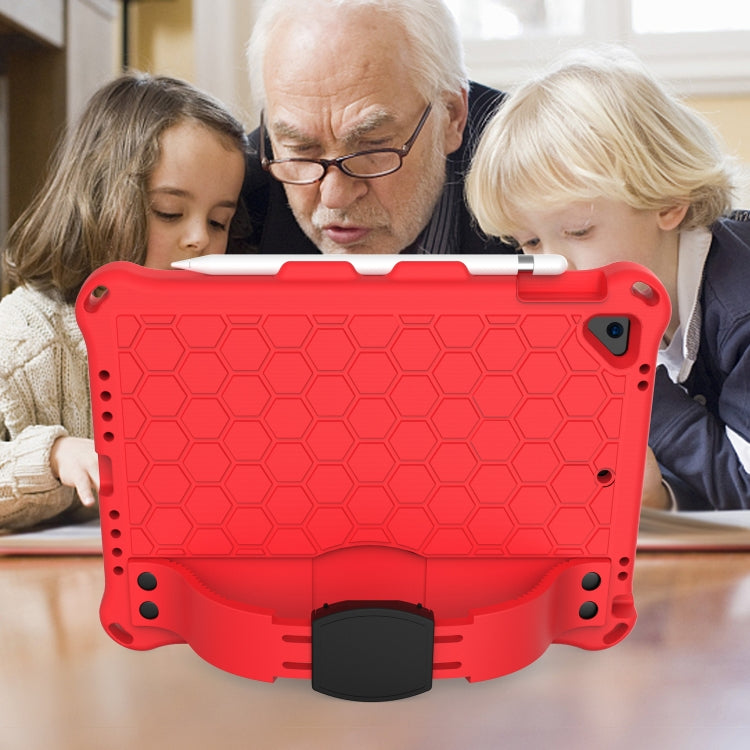 For iPad Air / Air 2 / Pro 9.7 / iPad 9.7 (2017) /  iPad 9.7 (2018) Honeycomb Design EVA + PC Four Corner Shockproof Protective Case with Straps(Red+Black) - iPad 9.7 (2018) & (2017) Cases by buy2fix | Online Shopping UK | buy2fix