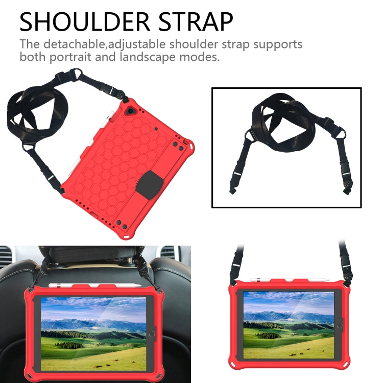 For iPad Air / Air 2 / Pro 9.7 / iPad 9.7 (2017) /  iPad 9.7 (2018) Honeycomb Design EVA + PC Four Corner Shockproof Protective Case with Straps(Red+Black) - iPad 9.7 (2018) & (2017) Cases by buy2fix | Online Shopping UK | buy2fix