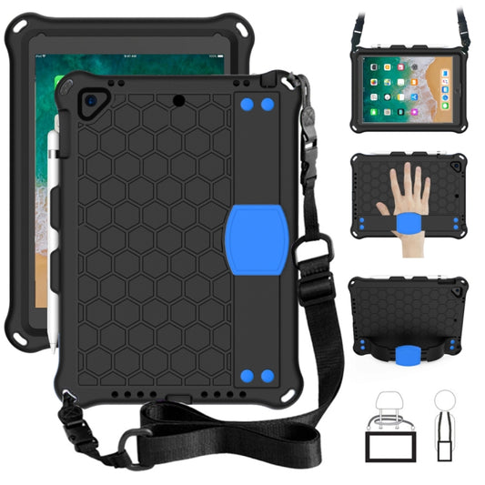 For iPad Air / Air 2 / Pro 9.7 / iPad 9.7 (2017) /  iPad 9.7 (2018) Honeycomb Design EVA + PC Four Corner Shockproof Protective Case with Straps (Black Blue) - iPad 9.7 (2018) & (2017) Cases by buy2fix | Online Shopping UK | buy2fix