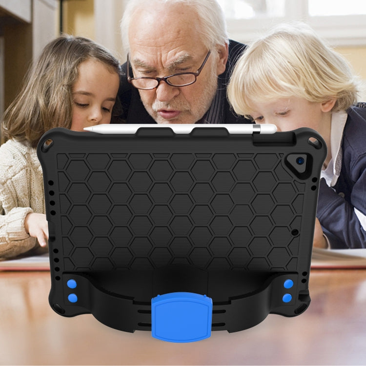 For iPad Air / Air 2 / Pro 9.7 / iPad 9.7 (2017) /  iPad 9.7 (2018) Honeycomb Design EVA + PC Four Corner Shockproof Protective Case with Straps (Black Blue) - iPad 9.7 (2018) & (2017) Cases by buy2fix | Online Shopping UK | buy2fix