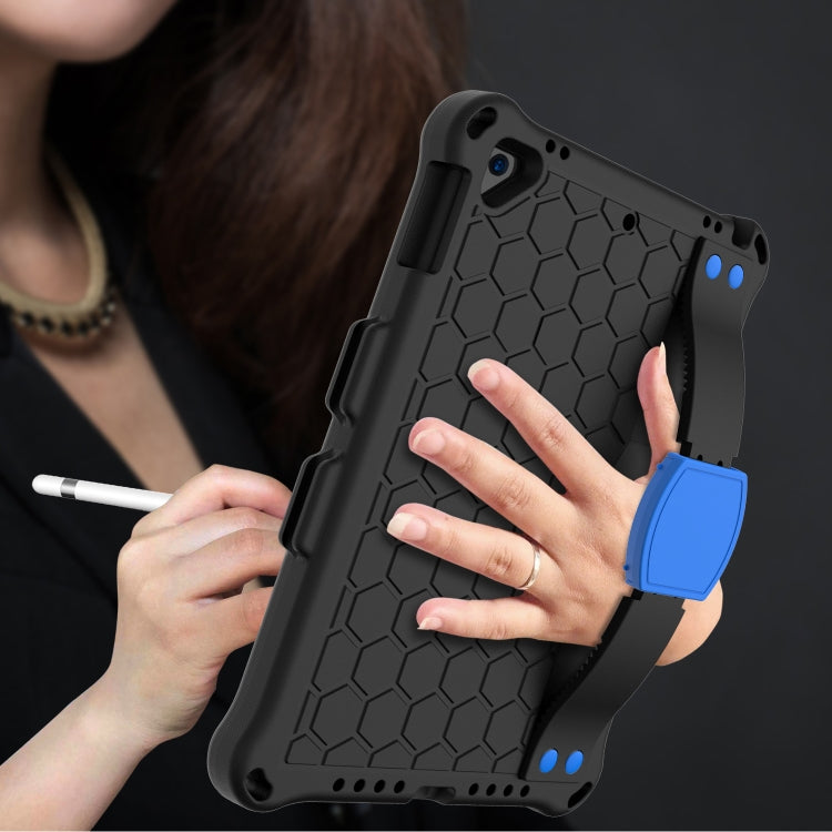 For iPad Air / Air 2 / Pro 9.7 / iPad 9.7 (2017) /  iPad 9.7 (2018) Honeycomb Design EVA + PC Four Corner Shockproof Protective Case with Straps (Black Blue) - iPad 9.7 (2018) & (2017) Cases by buy2fix | Online Shopping UK | buy2fix