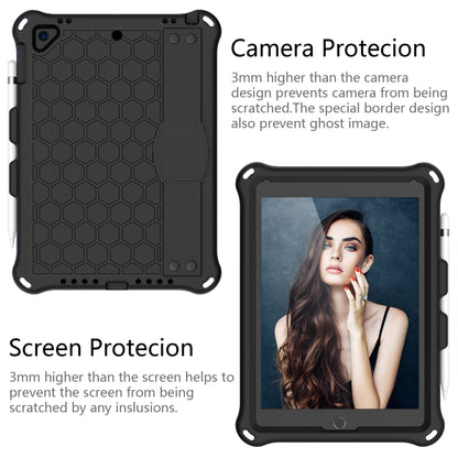 For iPad Air / Air 2 / Pro 9.7 / iPad 9.7 (2017) /  iPad 9.7 (2018) Honeycomb Design EVA + PC Four Corner Shockproof Protective Case with Straps(Black+Black) - iPad 9.7 (2018) & (2017) Cases by buy2fix | Online Shopping UK | buy2fix