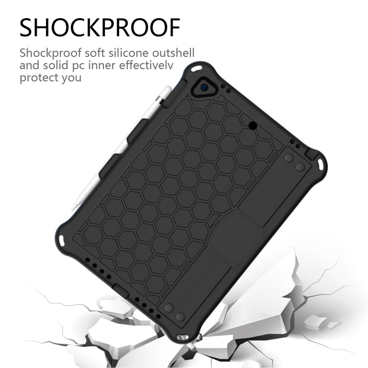 For iPad Air / Air 2 / Pro 9.7 / iPad 9.7 (2017) /  iPad 9.7 (2018) Honeycomb Design EVA + PC Four Corner Shockproof Protective Case with Straps(Black+Black) - iPad 9.7 (2018) & (2017) Cases by buy2fix | Online Shopping UK | buy2fix